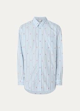 Drôle de Monsieur Heren Monogram comfort fit overhemd met streep- en logoprint in de kleur Lichtblauw, maat: M