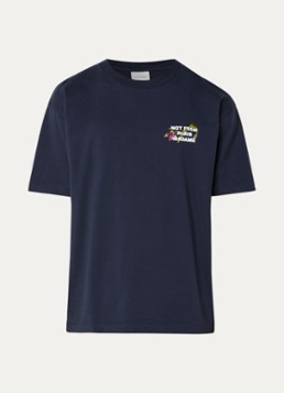 Drôle de Monsieur Heren Vine T-shirt borduring in de kleur Donkerblauw, maat: S
