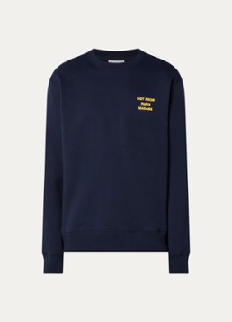 Drôle de Monsieur Heren Sweater met front- en backprint in de kleur Donkerblauw, maat: L