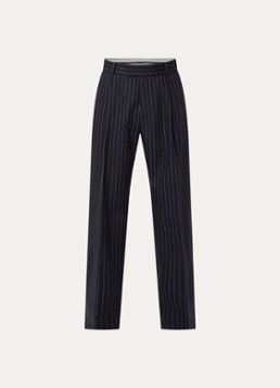 Drôle de Monsieur Heren Straight fit pantalon met krijtstreep en steekzakken in de kleur Donkerblauw, maat: S
