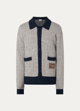 Drôle de Monsieur Heren Fijngebreid vest in wolblend met opgestikte zakken in de kleur Donkerblauw, maat: M