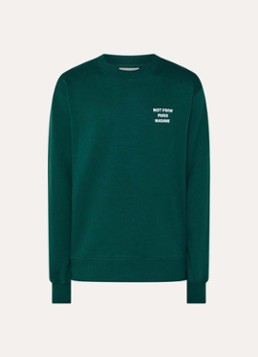 Drôle de Monsieur Heren Slogan sweater met front- en backprint in de kleur Donkergroen, maat: L