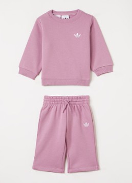 Adidas Meisjes Set van sweater met korte joggingbroek 2-delig in de kleur Roze, maat: 98
