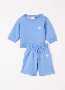Adidas Meisjes Set van sweater met korte joggingbroek 2-delig in de kleur Blauw, maat: 92