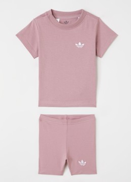 Adidas Meisjes Set van T-shirt met korte broek 2-delig in de kleur Roze, maat: 86