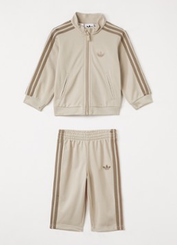 Adidas Meisjes Set van trackvest met trackpants 2-delig in de kleur Beige, maat: 74