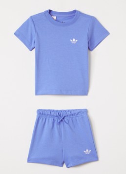 Adidas Jongens Set van T-shirt met korte broek 2-delig in de kleur Blauw, maat: 62