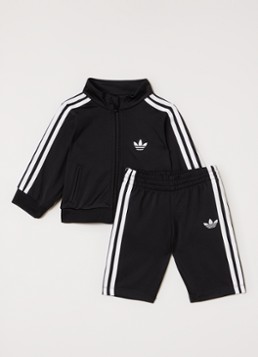 Adidas Meisjes Firebird set van trackvest met trackpants 2-delig in de kleur Zwart, maat: 86