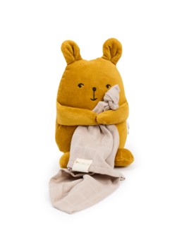 Fabelab Jongens Fabbie muziekknuffel beer met doek 18 cm in de kleur Bruin, maat: ONE SIZE