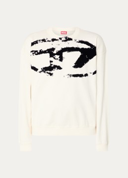 Diesel Heren S-Boxt sweater met logoprint in de kleur Gebroken wit
