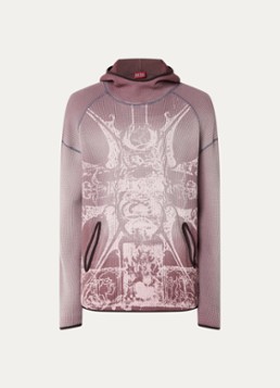 Diesel Heren S-Waf hoodie met ribstructuur en print in de kleur Oudroze