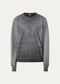 Diesel Heren S-Aron sweater met ingebreide logoprint in de kleur Grijs