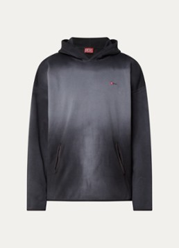 Diesel Heren S-EE-T1 hoodie met verwassen afwerking in de kleur Zwart