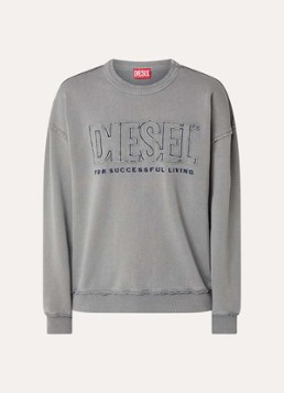 Diesel Heren S-Boxt-Raw-V1 sweater met destroyed afwerking en logo in de kleur Grijs