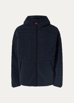Diesel Heren S-Zat teddy jack met logo en steekzakken in de kleur Donkerblauw