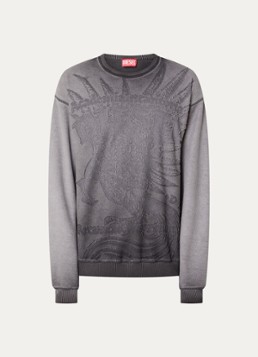Diesel Heren S-Aron sweater met destroyed afwerking in de kleur Antraciet