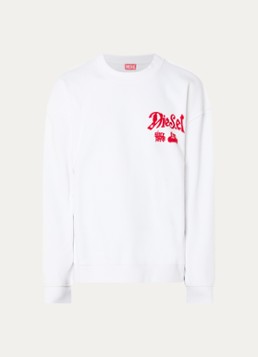 Diesel Heren S-Boxt-AA2 sweater met logo- en backprint in de kleur Wit
