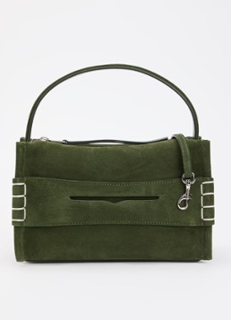 J.W. Anderson Dames Small Loafer handtas van kalfssuède met afneembare schouderriem in de kleur Donkergroen, maat: One Size