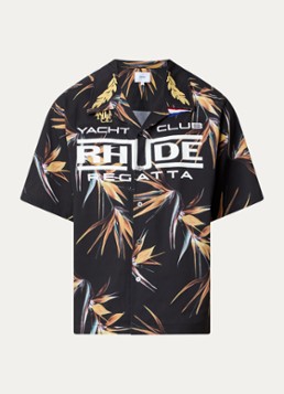 Rhude Heren Regatta Club regular fit overhemd met logoprint in de kleur Zwart, maat: S