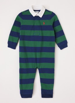 Ralph Lauren Jongens Babypak met streepprint in de kleur Groen, maat: 3M=62