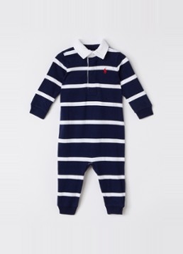 Ralph Lauren Jongens Babypak met streepprint in de kleur Donkerblauw, maat: NB