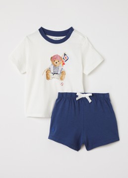 Ralph Lauren Jongens Set van T-shirt korte broek 2-delig in de kleur Indigo, maat: 9M=74