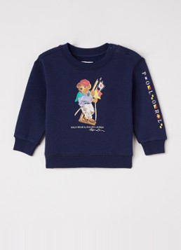 Ralph Lauren Jongens Sweater met print en logo in de kleur Donkerblauw, maat: 18M=86