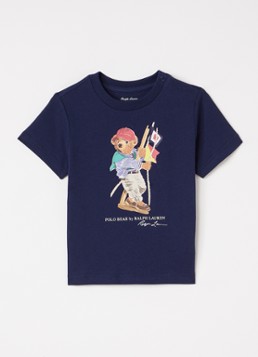 Ralph Lauren Jongens T-shirt met print in de kleur Donkerblauw, maat: 6M=68