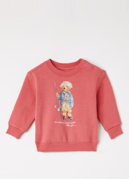 Ralph Lauren Meisjes Sweater met logoprint in de kleur Koraalrood, maat: 18M