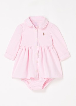 Ralph Lauren Meisjes A-lijn jurk met logoborduring en bloomer in de kleur Lichtroze, maat: 86