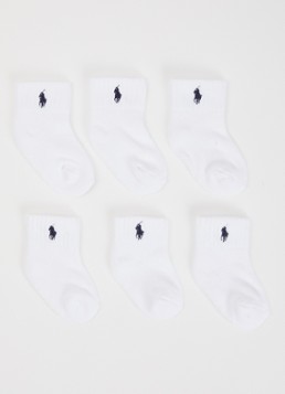 Ralph Lauren Meisjes Sokken met logoborduring in 6-pack in de kleur Wit, maat: 6/12M=68