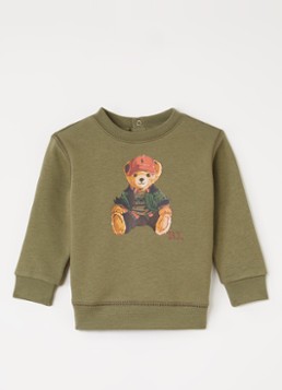 Ralph Lauren Meisjes Sweater met logoprint in de kleur Olijfgroen, maat: 3M=62