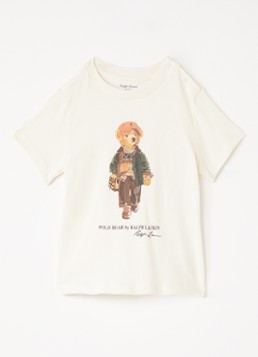 Ralph Lauren Meisjes T-shirt met logoprint in de kleur Gebroken wit, maat: 9M=74
