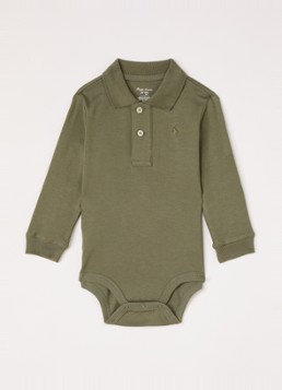 Ralph Lauren Jongens Romper met kraag in de kleur Olijfgroen, maat: 3M=62