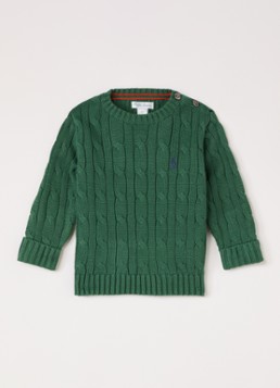 Ralph Lauren Jongens Kabelgebreide trui met logo in de kleur Groen, maat: 18M=86