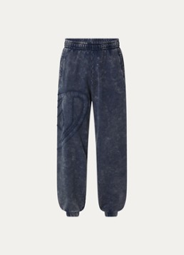 Diesel Heren Tapered fit joggingbroek met logo en verwassen afwerking in de kleur Donkerblauw