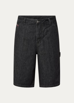 Diesel Heren D-Livery loose fit korte broek van denim met gekleurde wassing in de kleur Zwart