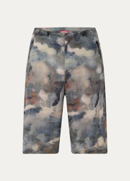 Diesel Heren P-Stitch-Short-Tkbz loose fit korte broek met camouflageprint in de kleur Donkergrijs