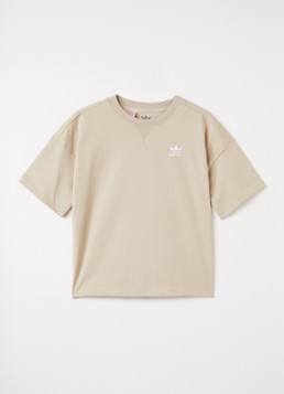 Adidas Jongens T-shirt met logoborduring in de kleur Beige, maat: 176