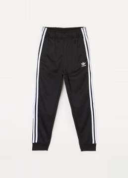 Adidas Jongens Tapered fit trackpants met logoborduring in de kleur Zwart, maat: 128