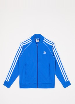 Adidas Jongens Superstar trackvest met logo in de kleur Kobaltblauw, maat: 176