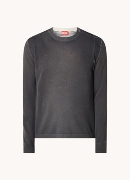 Diesel Heren K-denim fijngebreide pullover met stretch in de kleur Donkergrijs