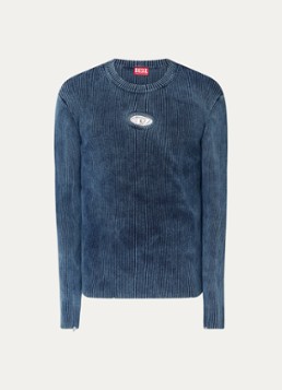 Diesel Heren K-darin ribgebreide pullover met logo in de kleur Indigo