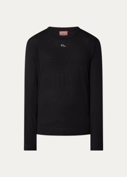 Diesel Heren K-Valiam fijngebreide pullover van wol met logo in de kleur Zwart