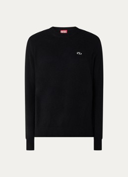 Diesel Heren K-argol fijngebreide pullover met logo in de kleur Zwart