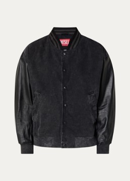 Diesel Heren L-Nyn spijkerjas met details van schapenleer in de kleur Antraciet