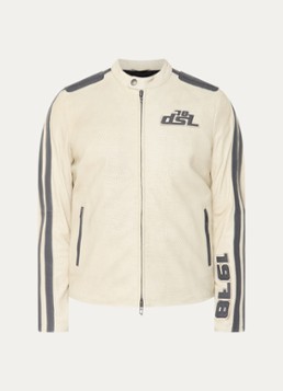 Diesel Heren L-Pop jack van geitenleer met ritszakken in de kleur Beige