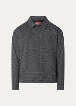 Diesel Heren J-Ting jack in scheerwolblend met ruitdessin in de kleur Donkergrijs