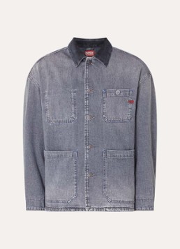 Diesel Heren D-Stack-U spijkerjas met opgestikte zakken en details van corduroy in de kleur Blauwgrijs