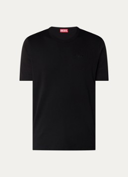 Diesel Heren T-Adjust-Slit T-shirt met logoborduring in de kleur Zwart